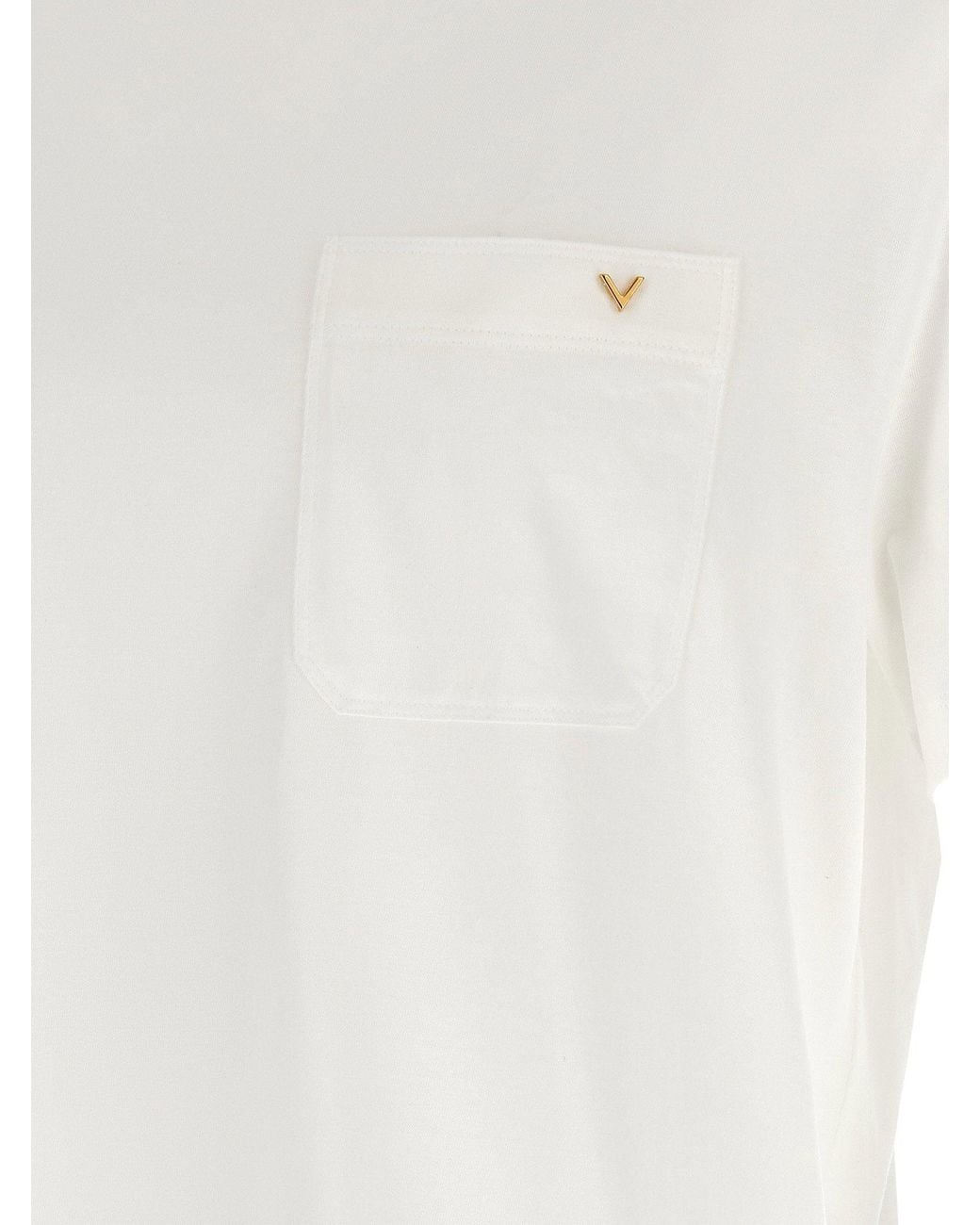 Valentino Garavani White Cotton Jersey With Chest Pocket T-Shirt for men
