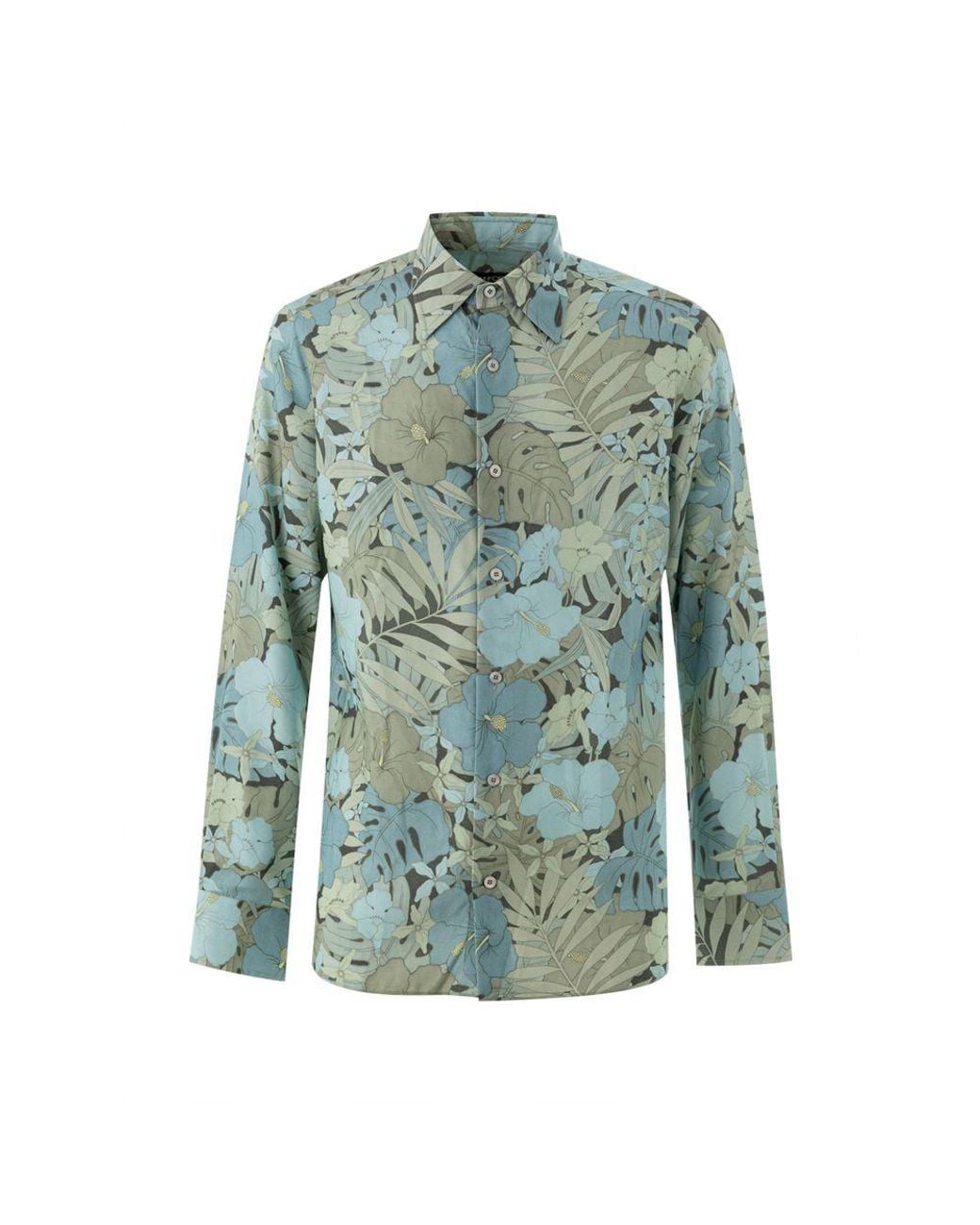 Tom Ford Green Blue Lyocell Pattern Shirt for men
