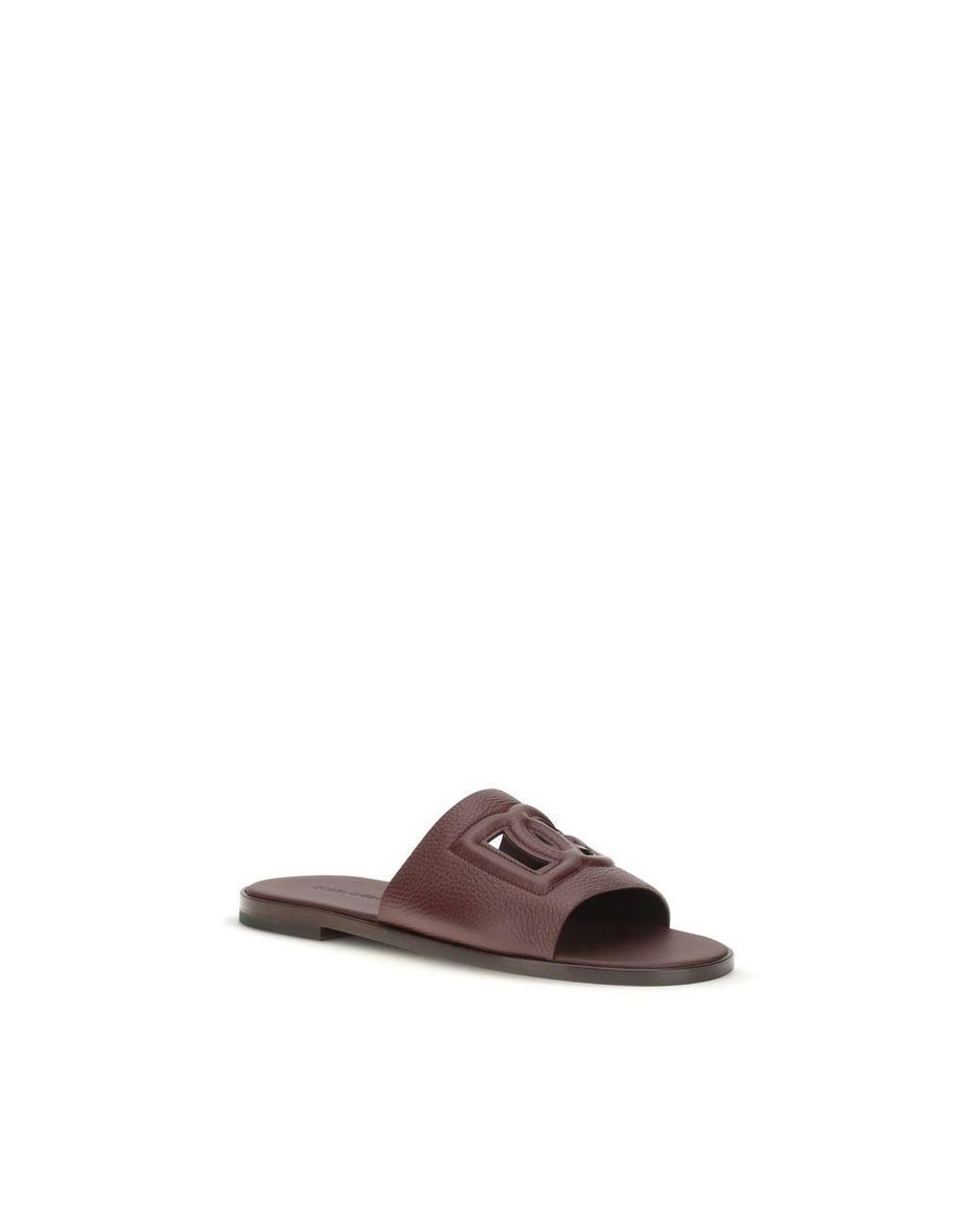 Dolce & Gabbana Brown Calf Leather Bos Taurus Flat Sandals for men
