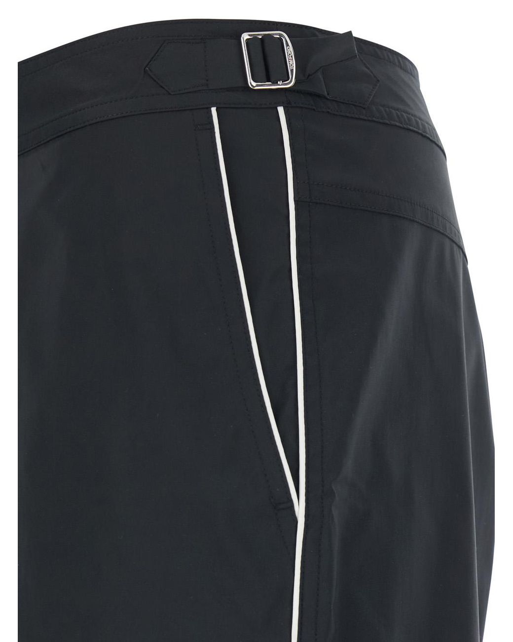 Tom Ford Black Swim Shorts With Side Buckled Strap Details for men