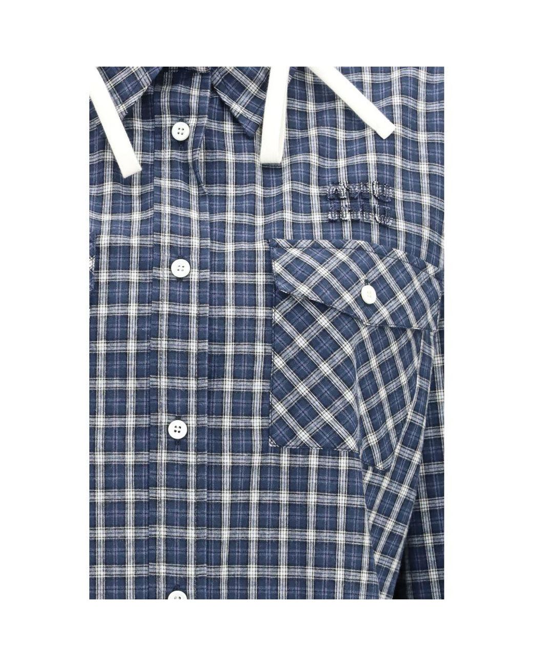 Miu Miu Blue Cotton Pattern Shirt