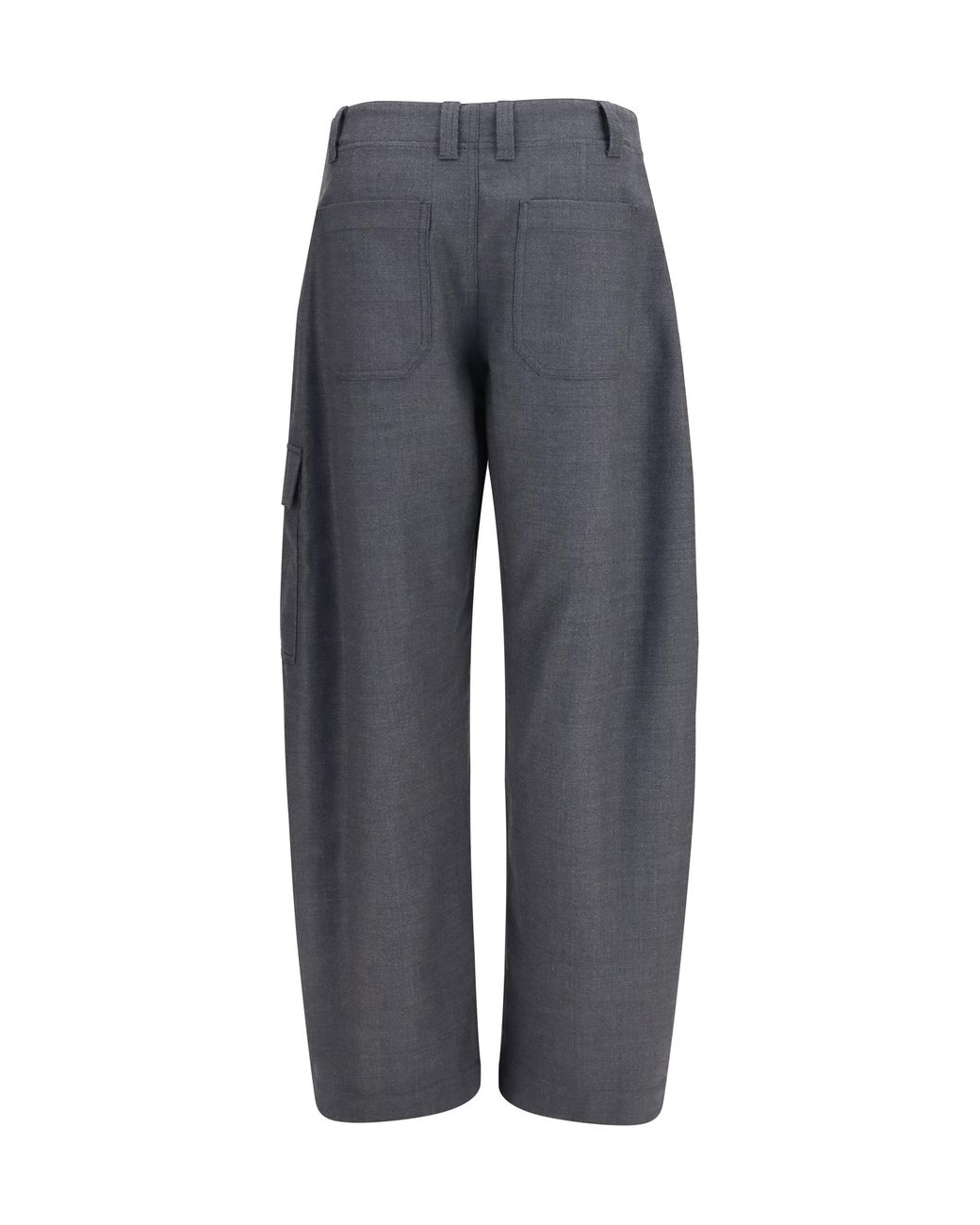 Brunello Cucinelli Blue Barrel Cargo Pants Virgin Wool Twill With Monile Fleece Ovis Aries Trousers