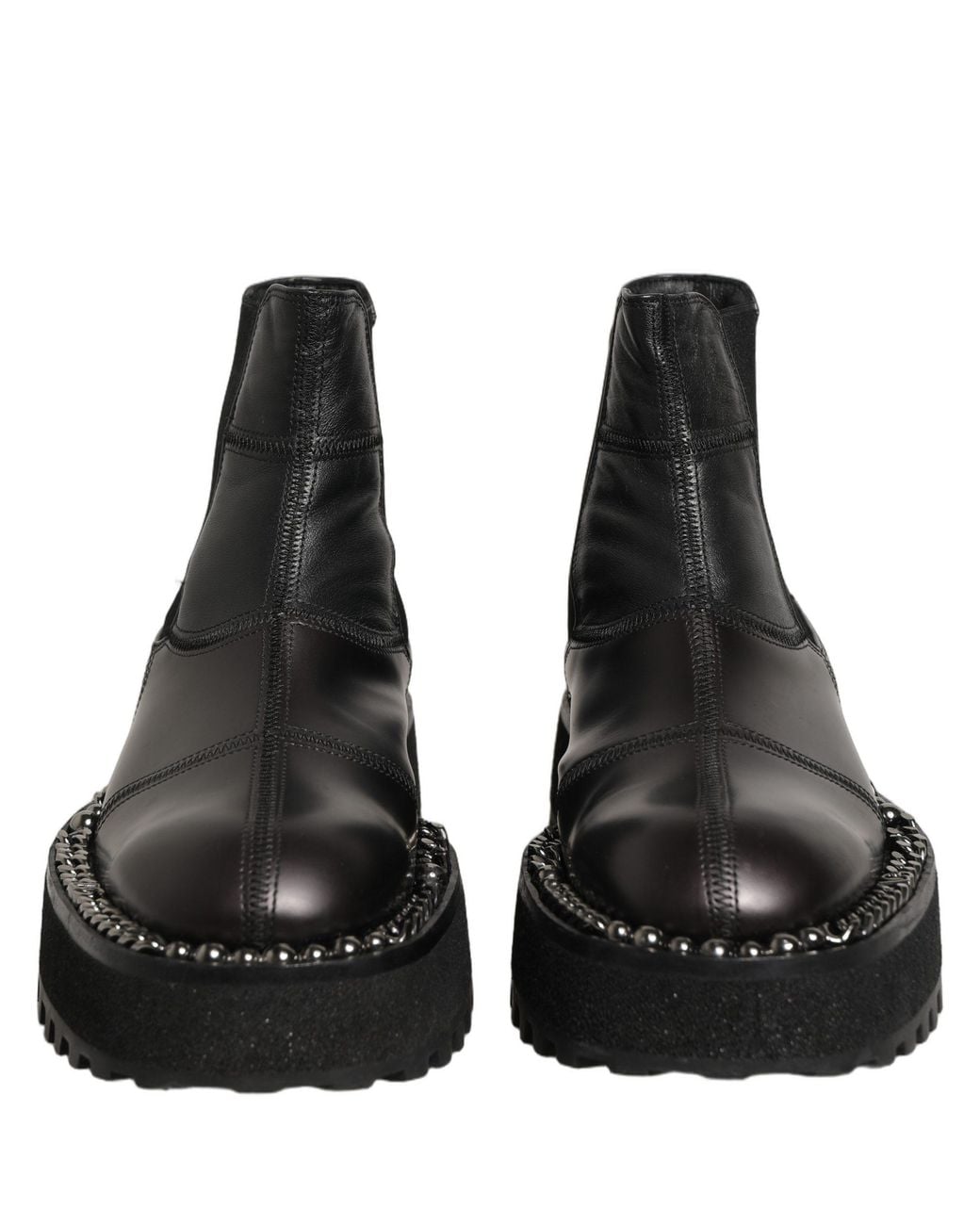 Dolce & Gabbana Black Leather Slip On Chelsea Boots Shoes for men