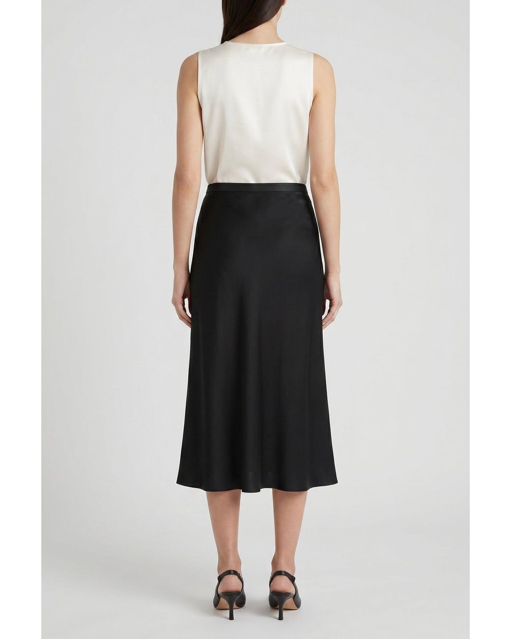 Brunello Cucinelli Black Silk Blend Midi Skirt