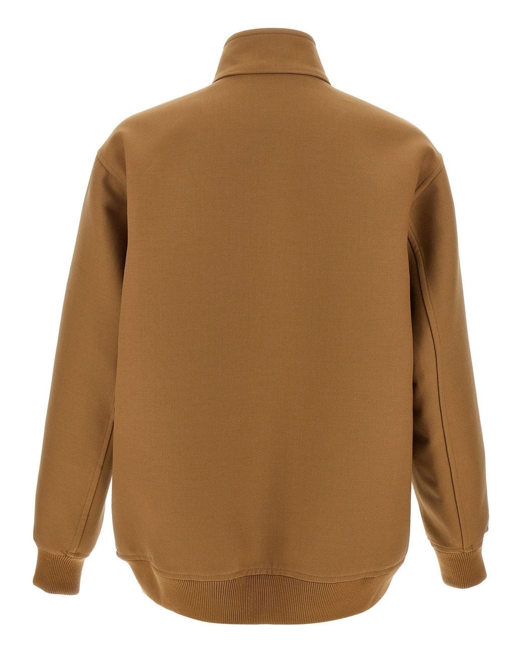Gucci Brown Wool Blend With Ribbed Knit Jacket