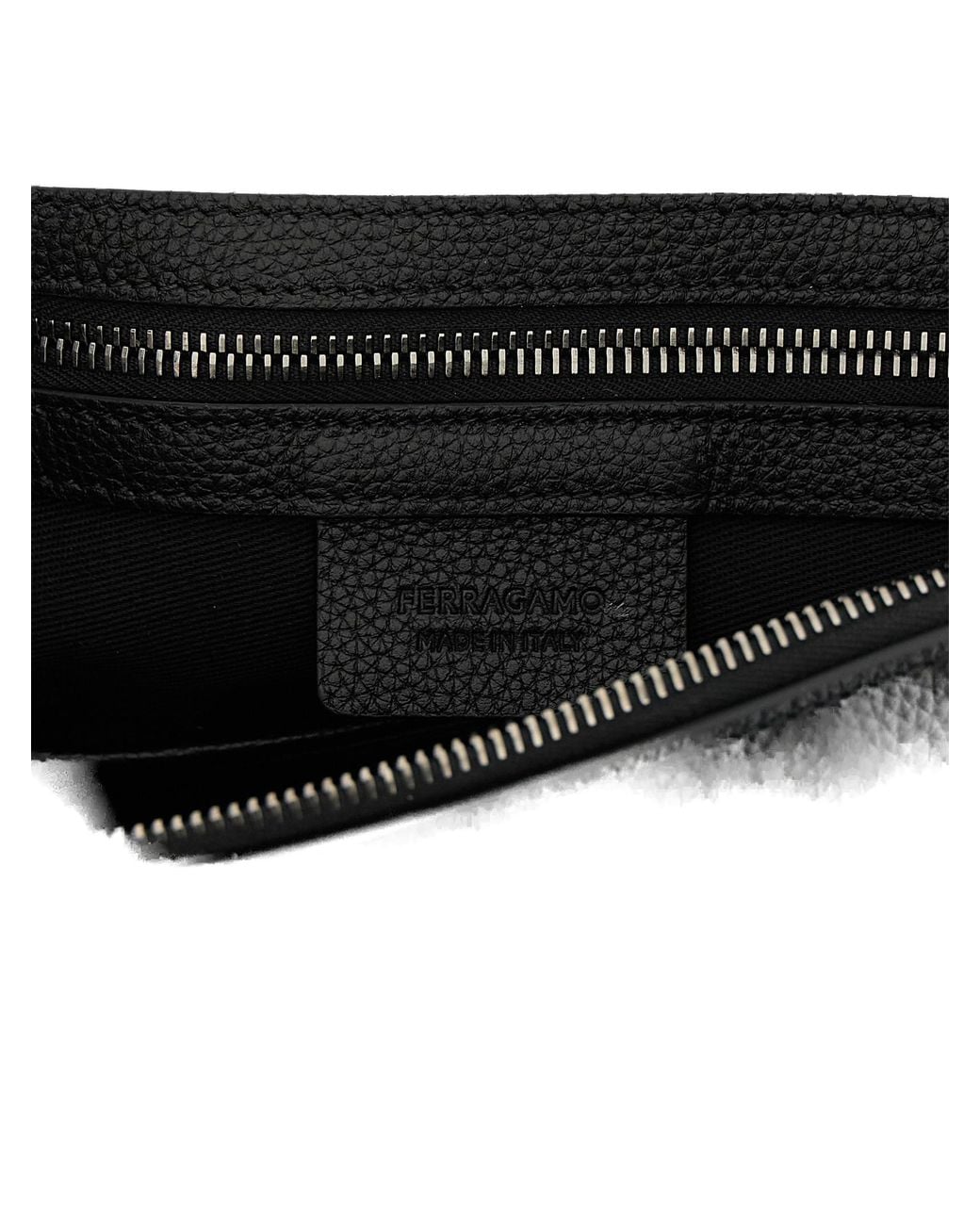 Ferragamo Black Ferragamo Embossed Monogram Calf Leather Crossbody Bag for men