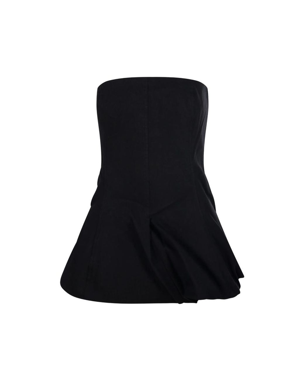 LAMRONS Black Strapless Bubble-Hem Top