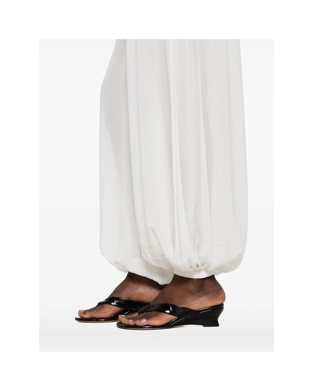 Frankie Shop White Mio Sheer Wide-Leg Trousers Polyester Straight