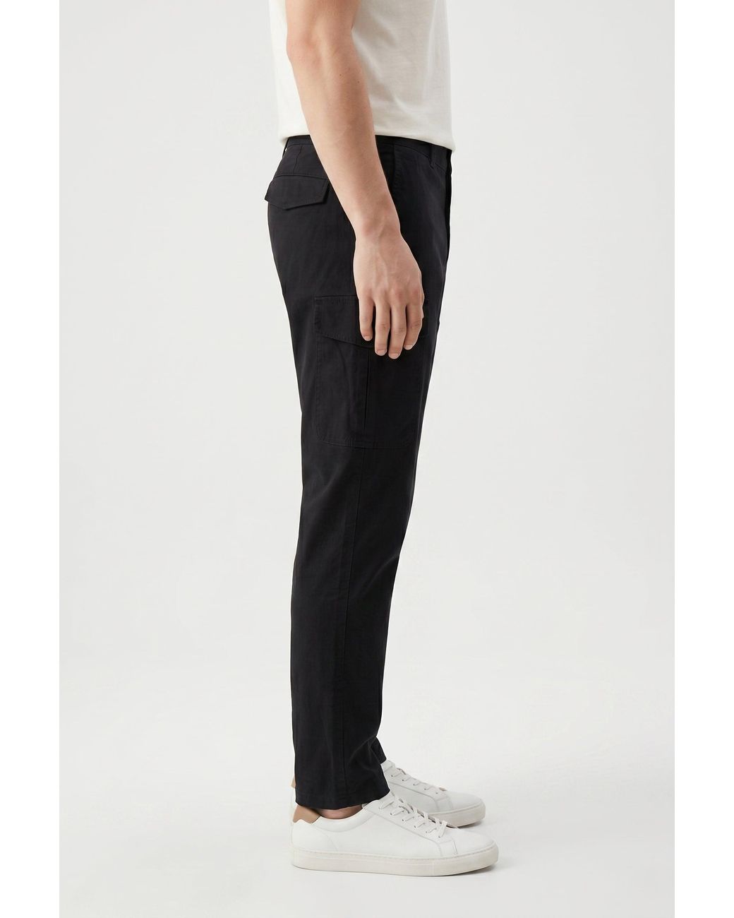 Brunello Cucinelli Black Cotton Cargo Trousers for men