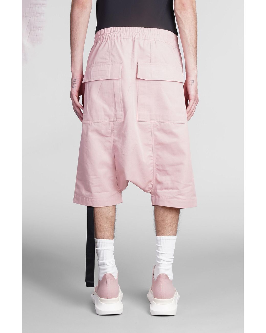 Rick Owens DRKSHDW Drawstring Pods Shorts In Fuxia Cotton in