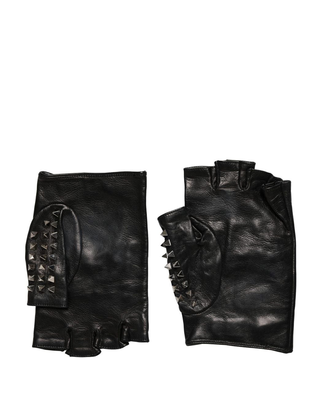 Dolce & Gabbana Black Embellished Wrist Length Mitten Gloves Genuine Leather