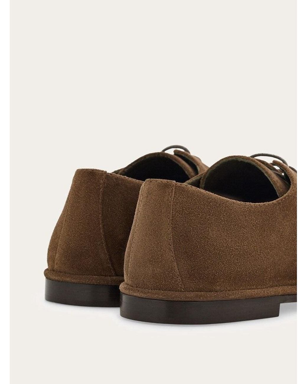 Ferragamo Brown Suede Lace Up Shoes for men