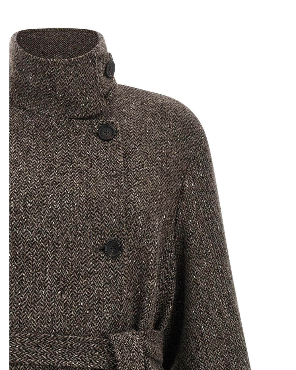 Brunello Cucinelli Gray Brunello Cucinelli Virgin Wool With Lamé Coat