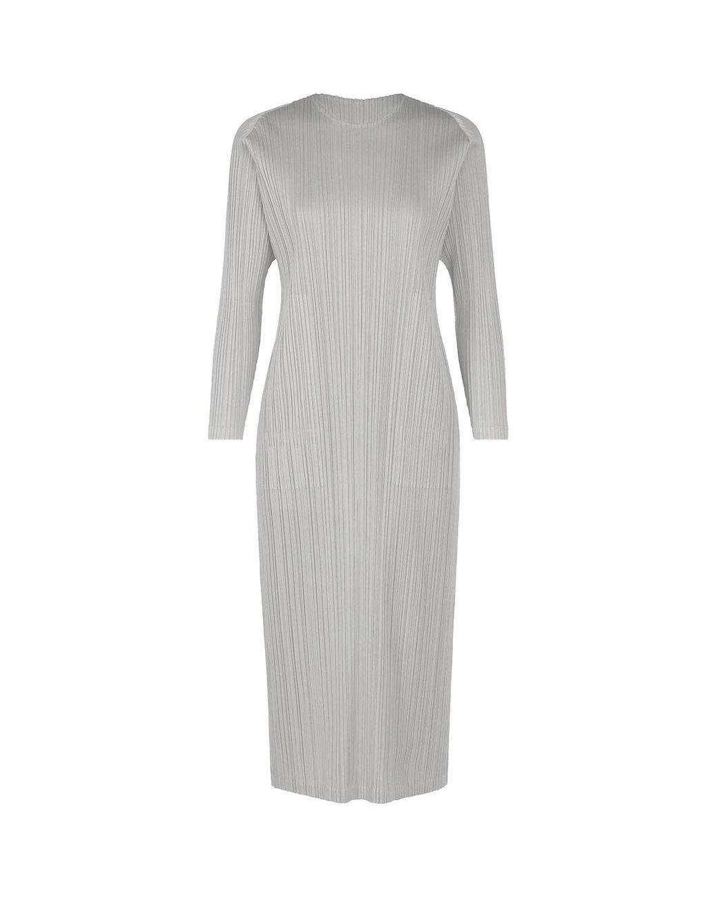 Issey Miyake Gray Pleats Please Dress L
