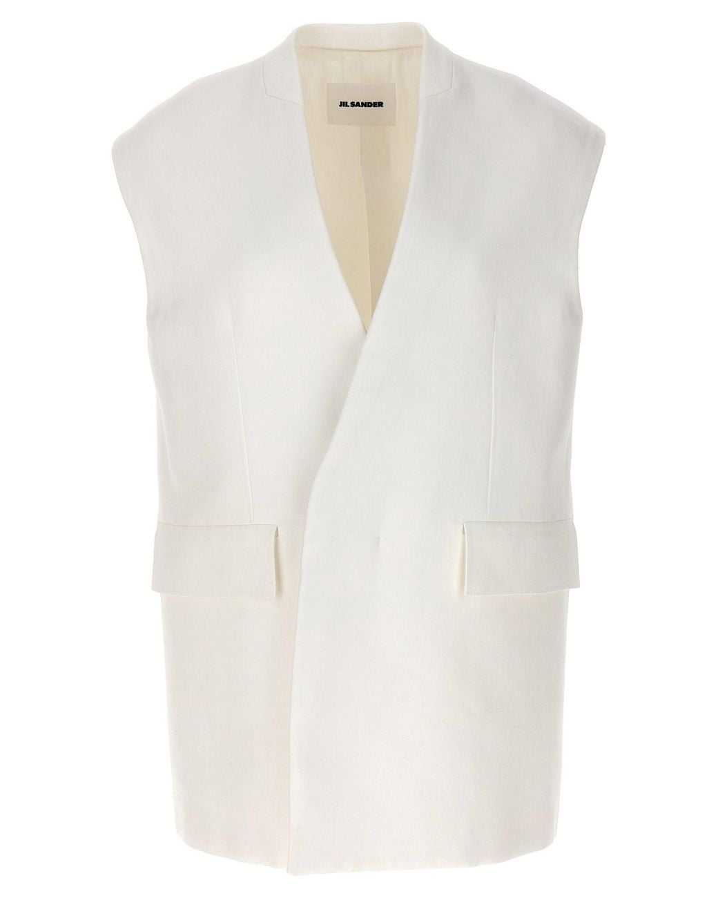 Jil Sander White Oversize Tailored Cotton Vest