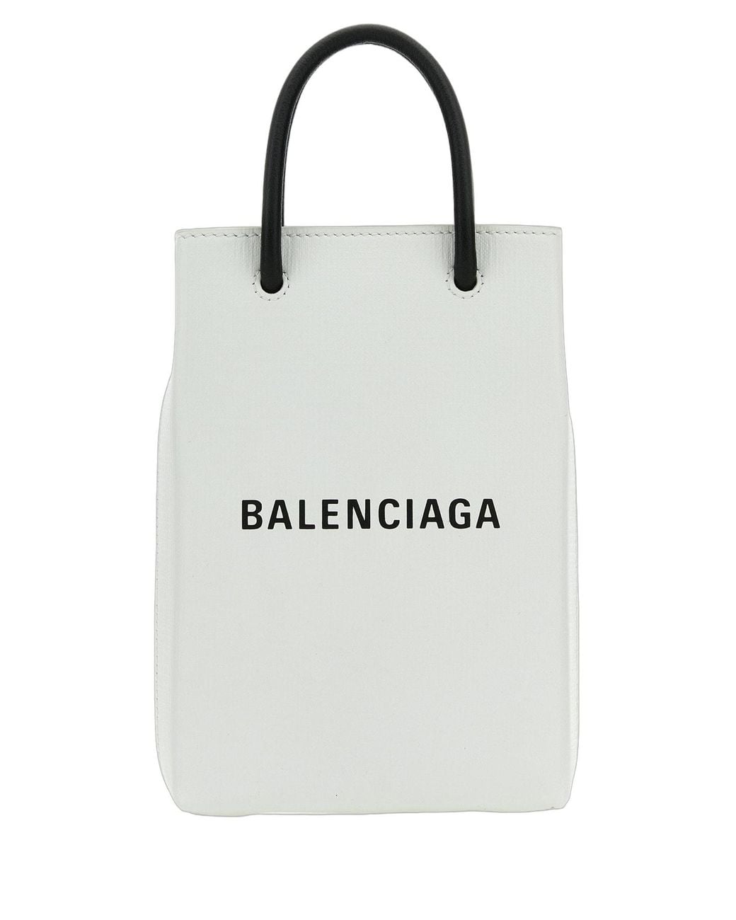 Balenciaga White Balenciaga Logo-Print Squared Calf Mini Bag