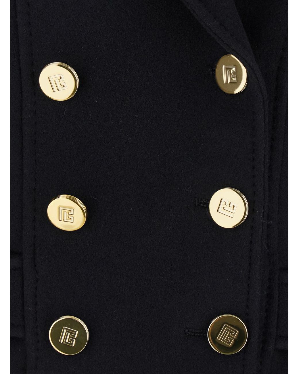 Balmain Blue Jacket With Wide Lapels And Metallic Logo Buttons