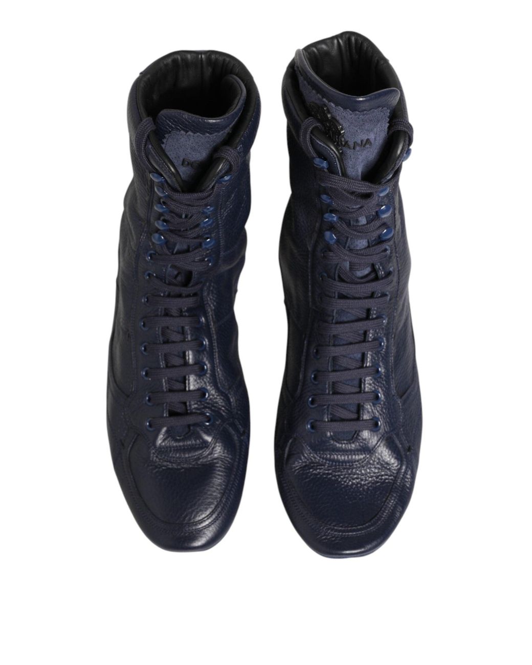 Dolce & Gabbana Dark Blue Deer Leather Mid Calf Boots Shoes for men