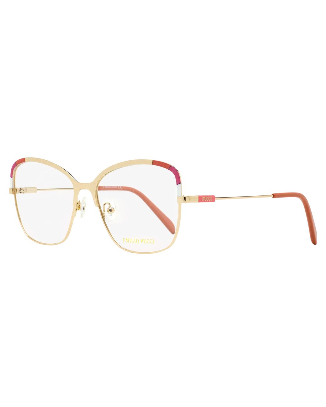 Emilio Pucci Black Pucci Block Eyeglasses Ep5202 028-Rose 55Mm Metal/Plastic (Acetate)