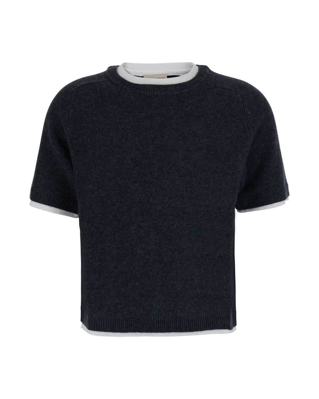 Semicouture Black Knit Sweater Aida Popeline Cashmere Wool Tops