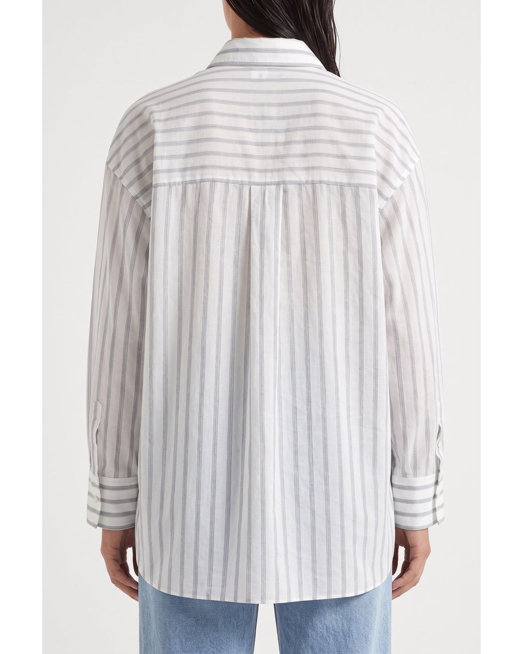 Brunello Cucinelli White Striped Oversized Shirt