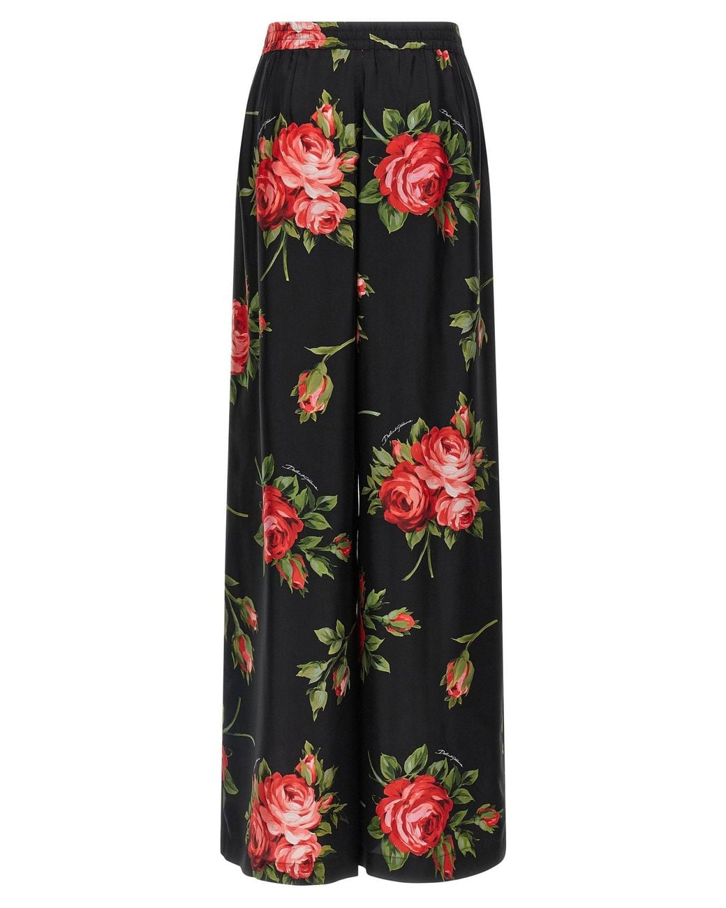 Rose Solid Dolce & Gabbana Dolce & Gabbana Bouquet Rose Trousers in Black | Lyst