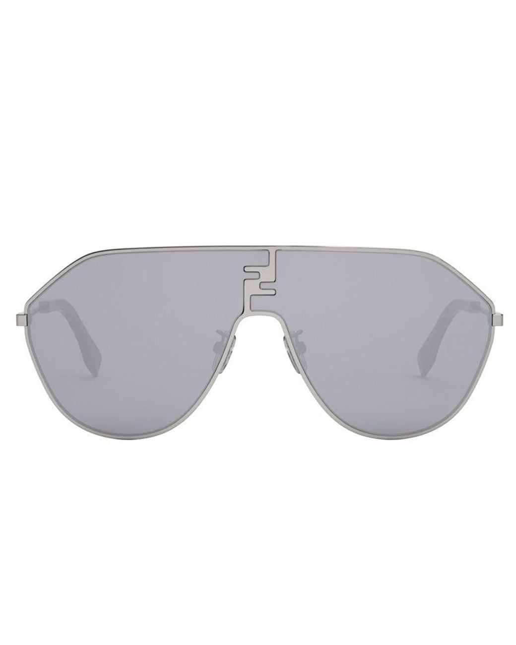 Fendi Gray Sunglasses Aviator Full Rim, Ruthenium Frame And Smoke Mirror Lens Fe40080U12C for men