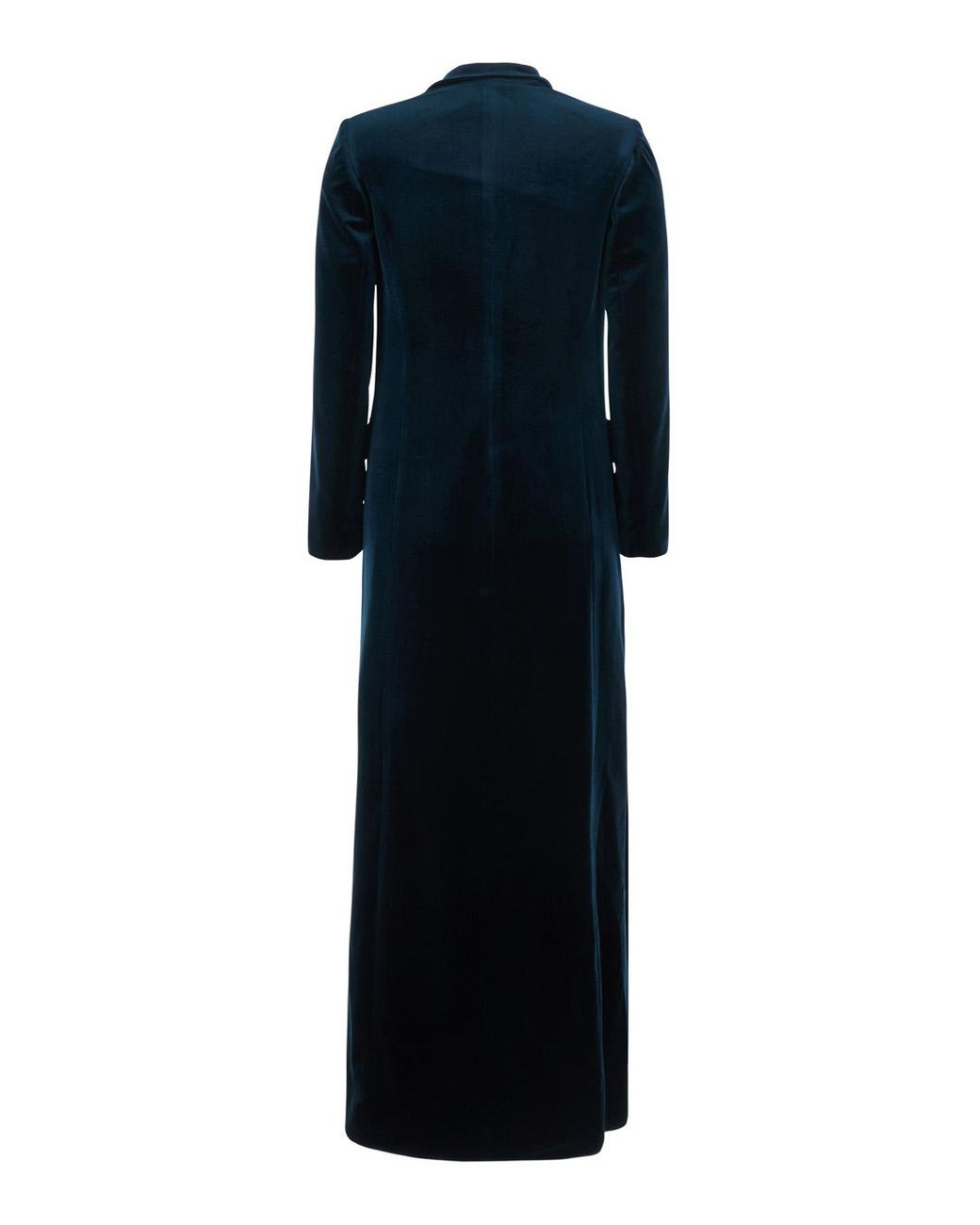 Le Plain Blue Jacket Double-Breasted Velvet Coat