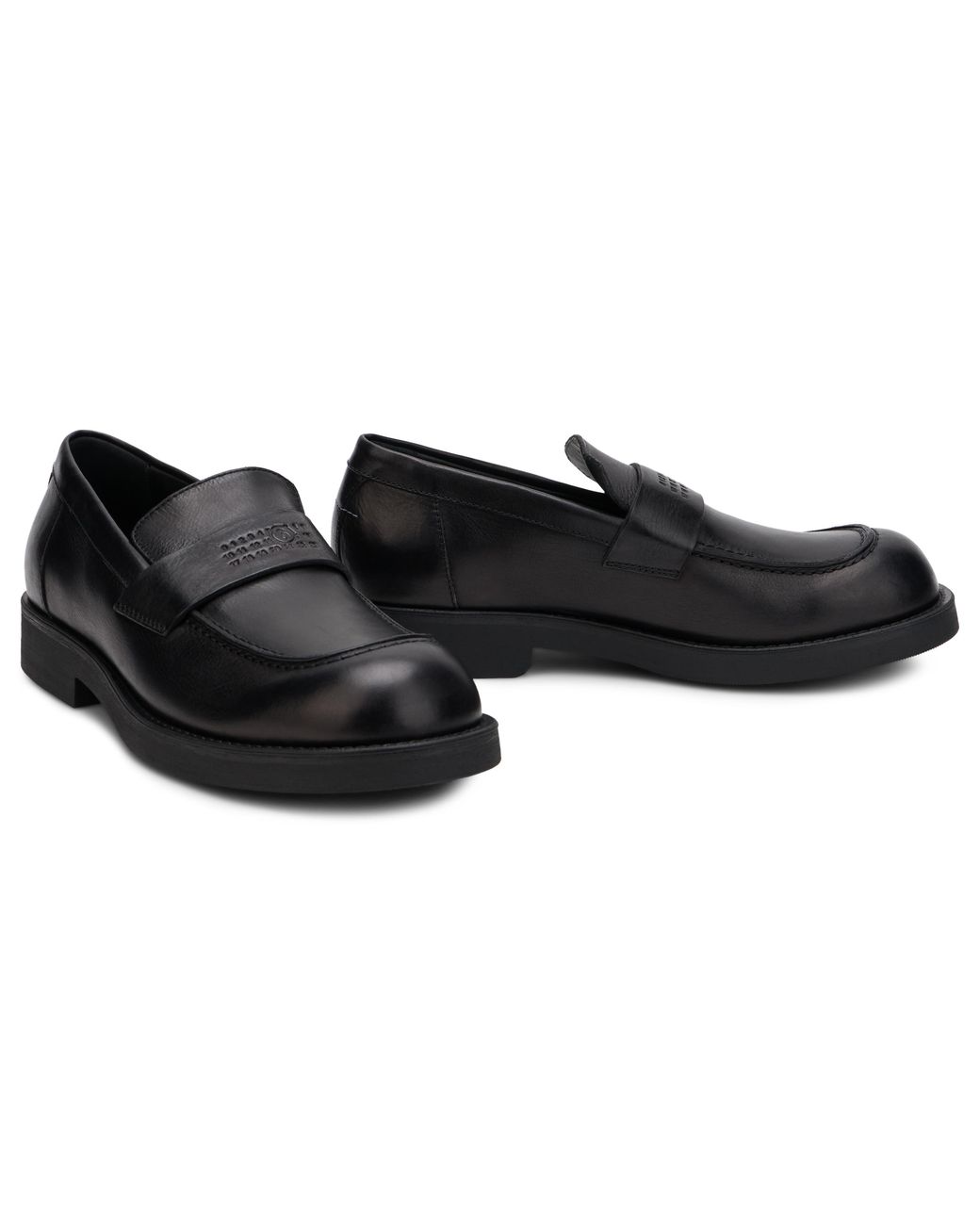 MM6 by Maison Margiela Black Leather Loafers Calfskin for men