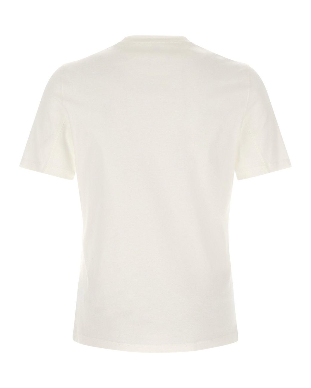 Brunello Cucinelli White Graphic Logo Print T-Shirt for men