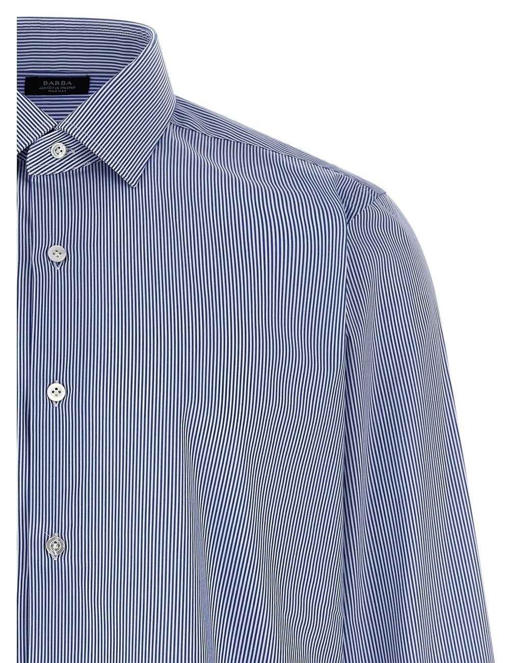 Barba Napoli Blue Striped Cotton Poplin Shirt
