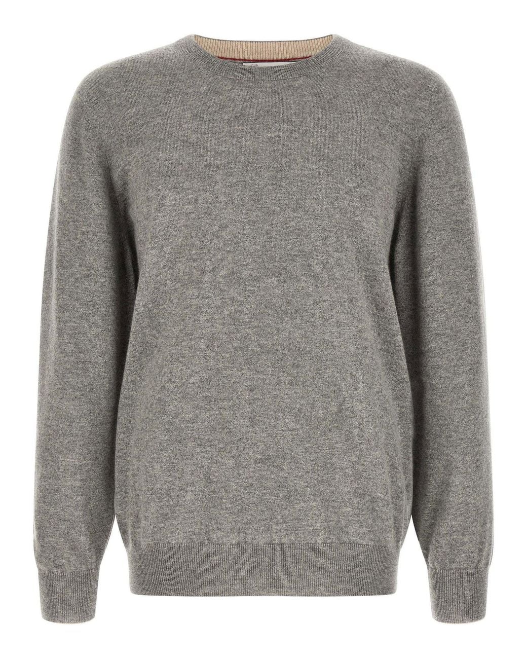Brunello Cucinelli Gray Pure Cashmere Crewneck Sweater for men