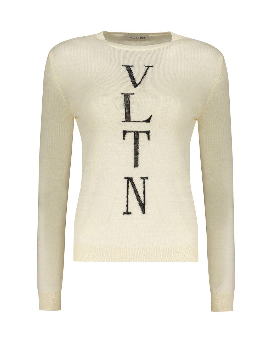 Valentino Natural Ivory Wool Crewneck Sweater