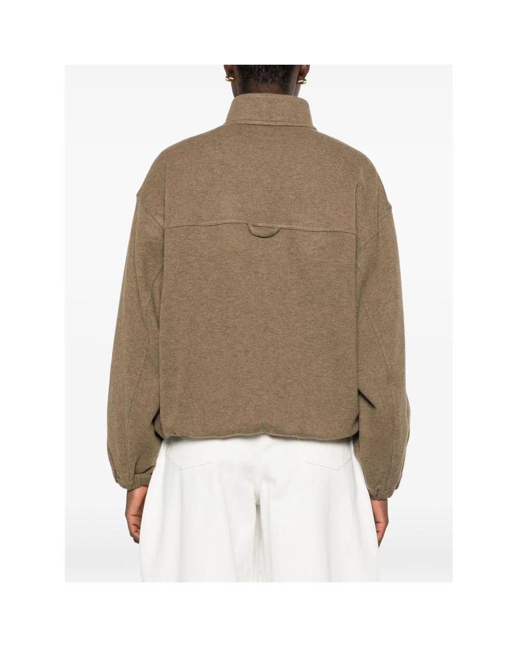 LAMRONS Natural Quarter-Zip Elasticated-Hem Sweater