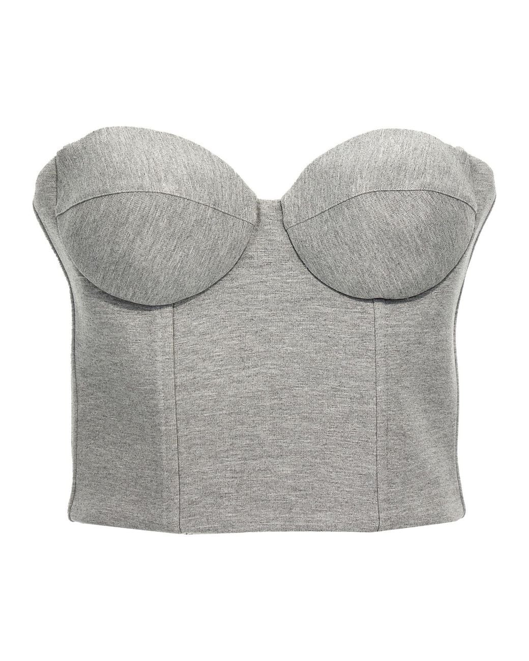 GIUSEPPE DI MORABITO Gray Top Cropped Bustier Viscose Polyamide Elastane Tops