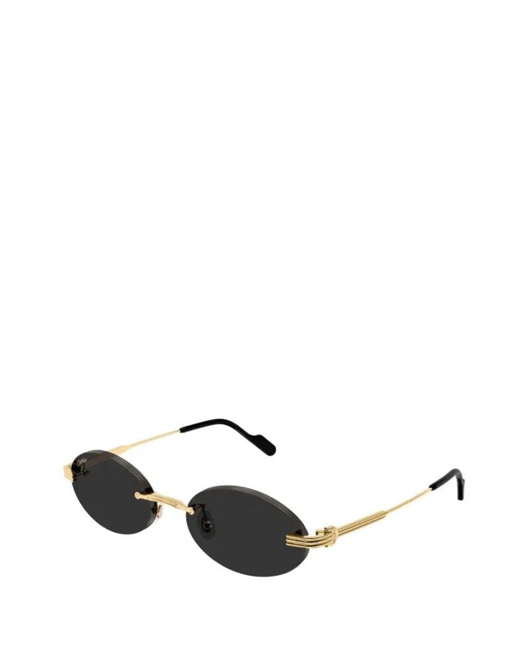Cartier Black Cartier Eyewear Ct0615S Oval Metal Sunglasses for men