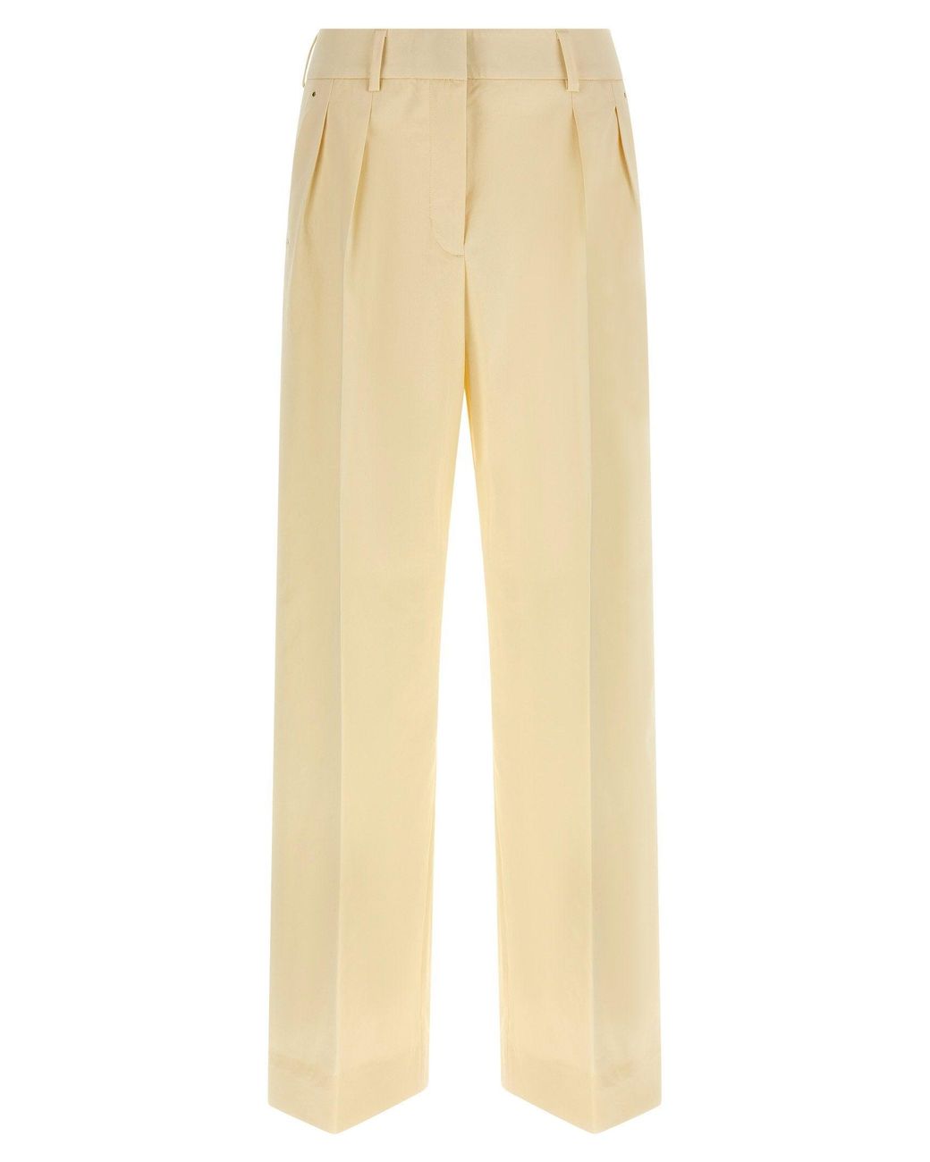 Moncler Natural Tailored Cotton Gabardine Trousers