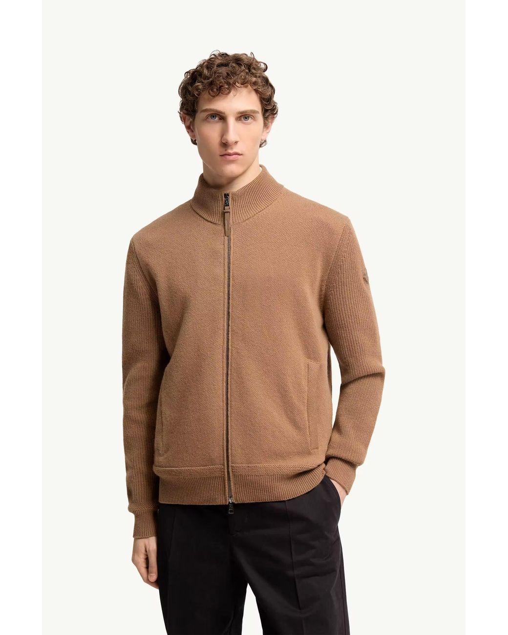 Moncler Brown Moncler Wool & Cashmere Zip-Up Cardigan for men