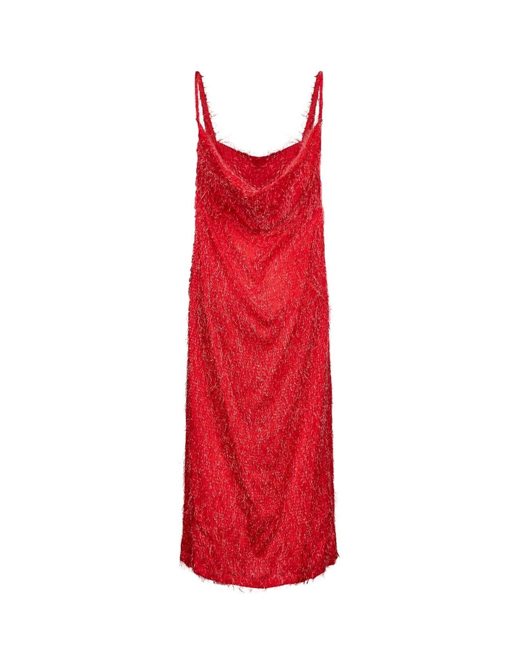 Bottega Veneta Red Flash Viscose Fil Coupé Midi Dress