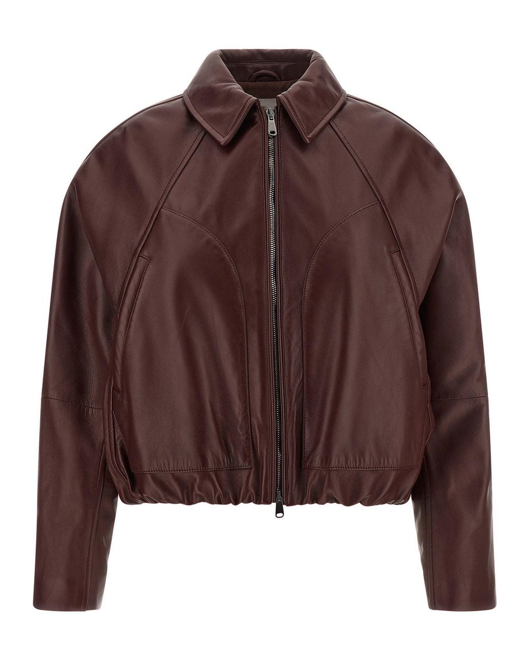 Brunello Cucinelli Brown Lightly Padded Nappa Leather Jacket