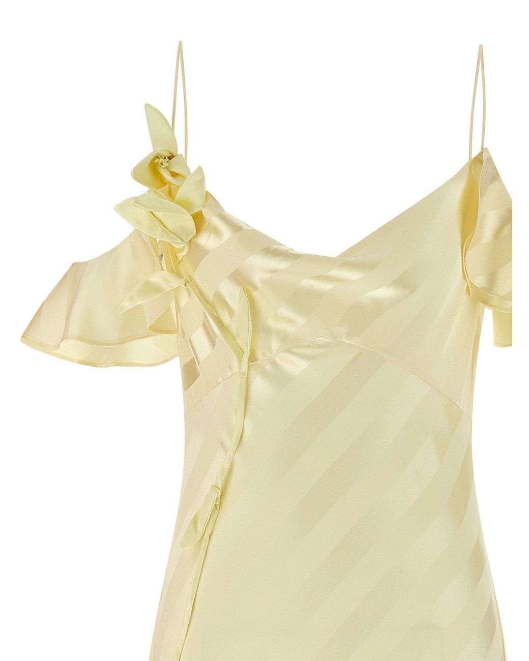 Self-Portrait Yellow Satin Striped Dress