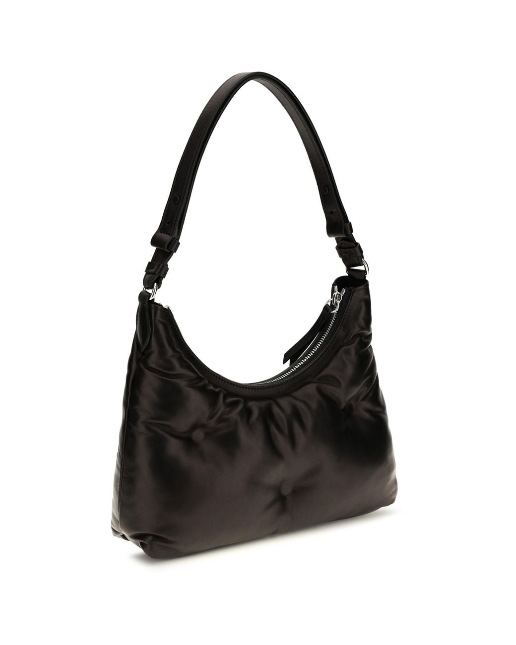 Maison Margiela Black Small Glam Slam Hobo Shoulder Bag Lamb Ovis Aries