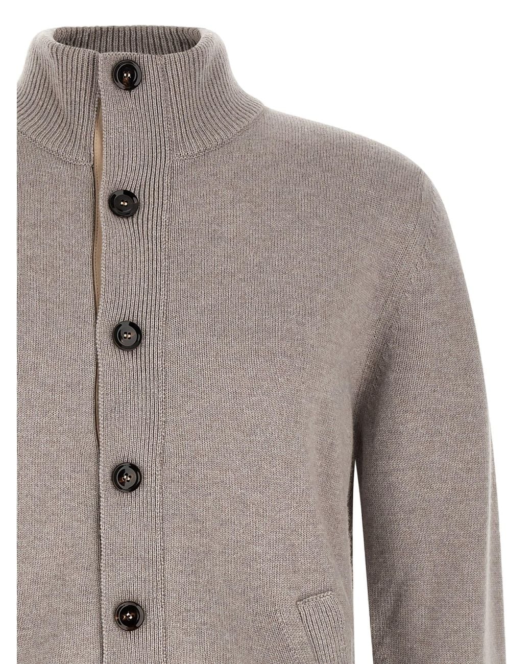 Brioni Gray Brioni Cashmere Cardigan for men