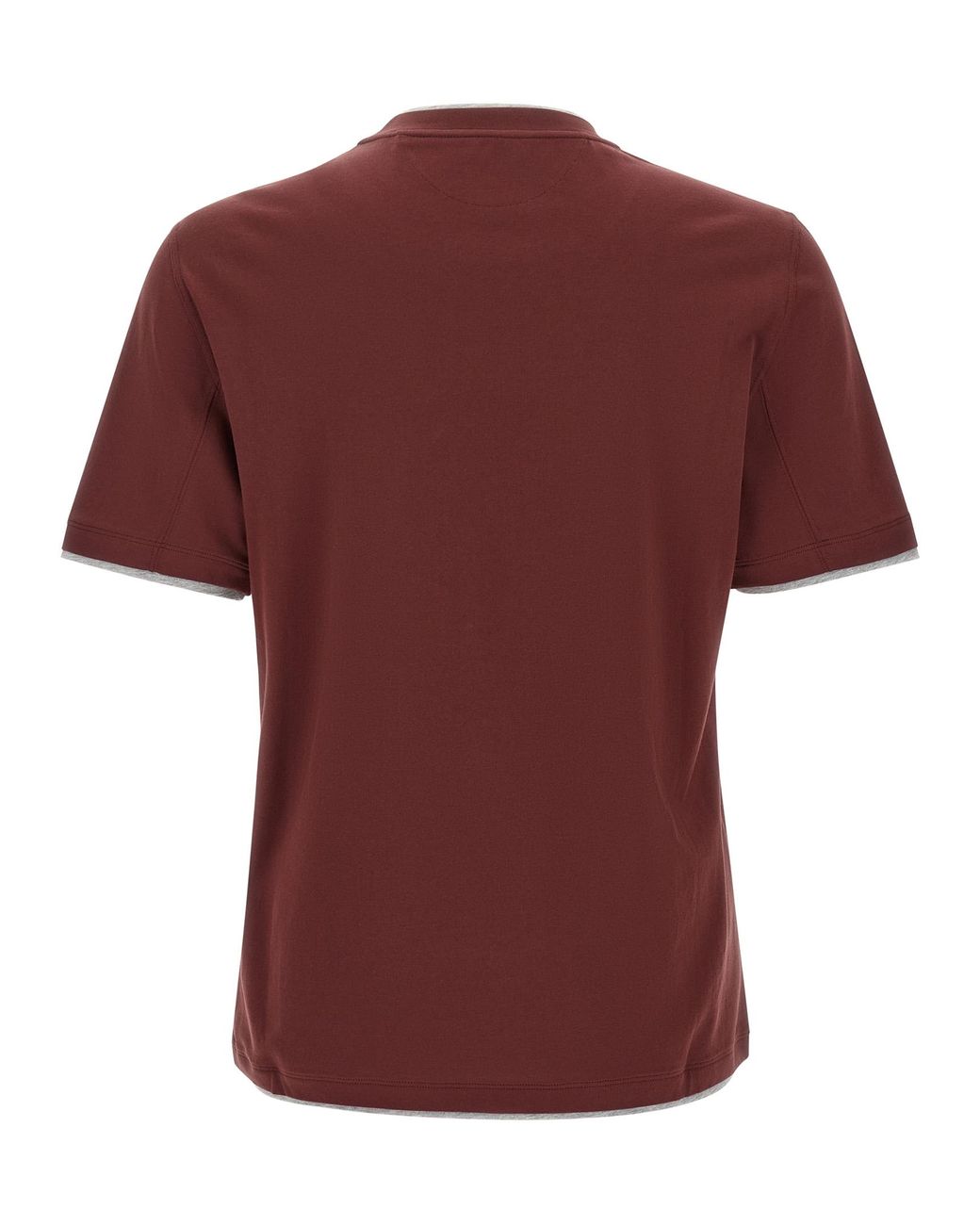 Brunello Cucinelli Red 'Faux-Layering' T-Shirt for men