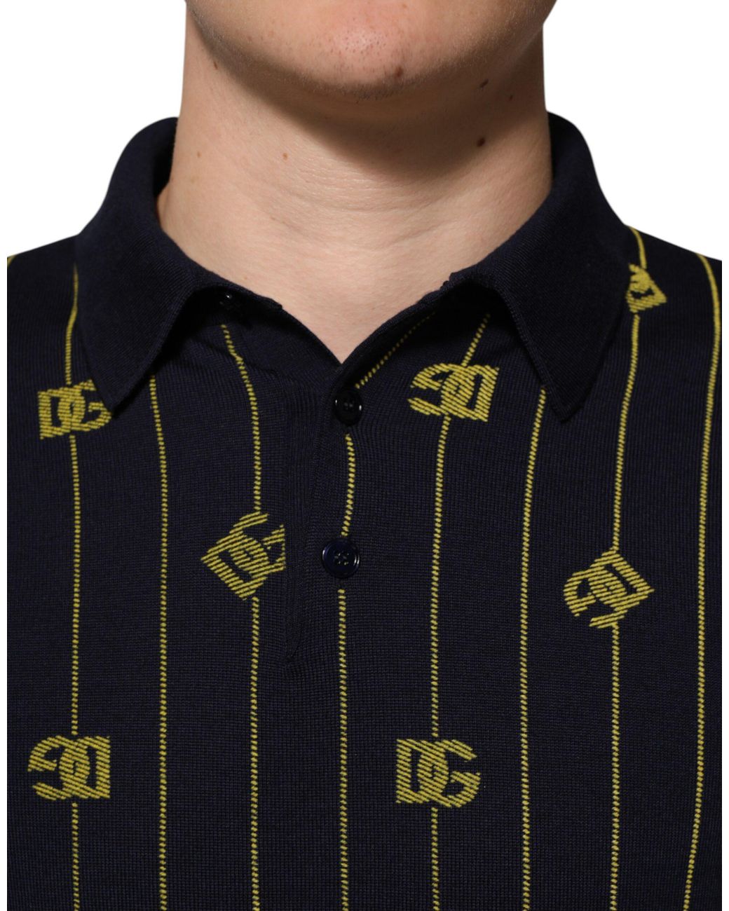 Dolce & Gabbana Black Logo Print Long Sleeve Polo for men