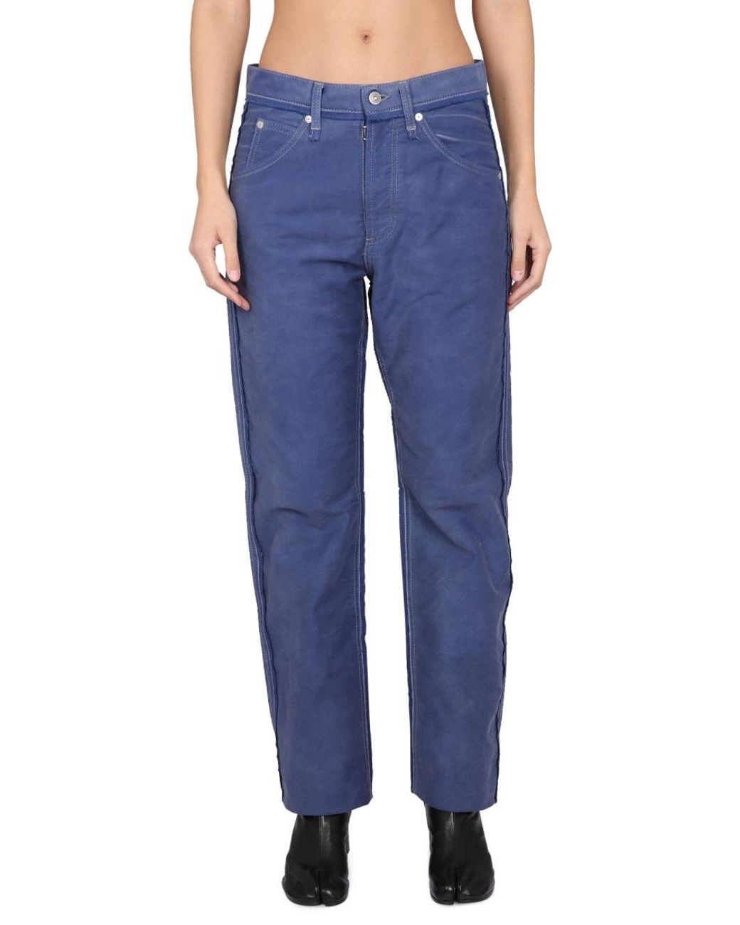Maison Margiela Blue Distressed Jeans Effect Cotton