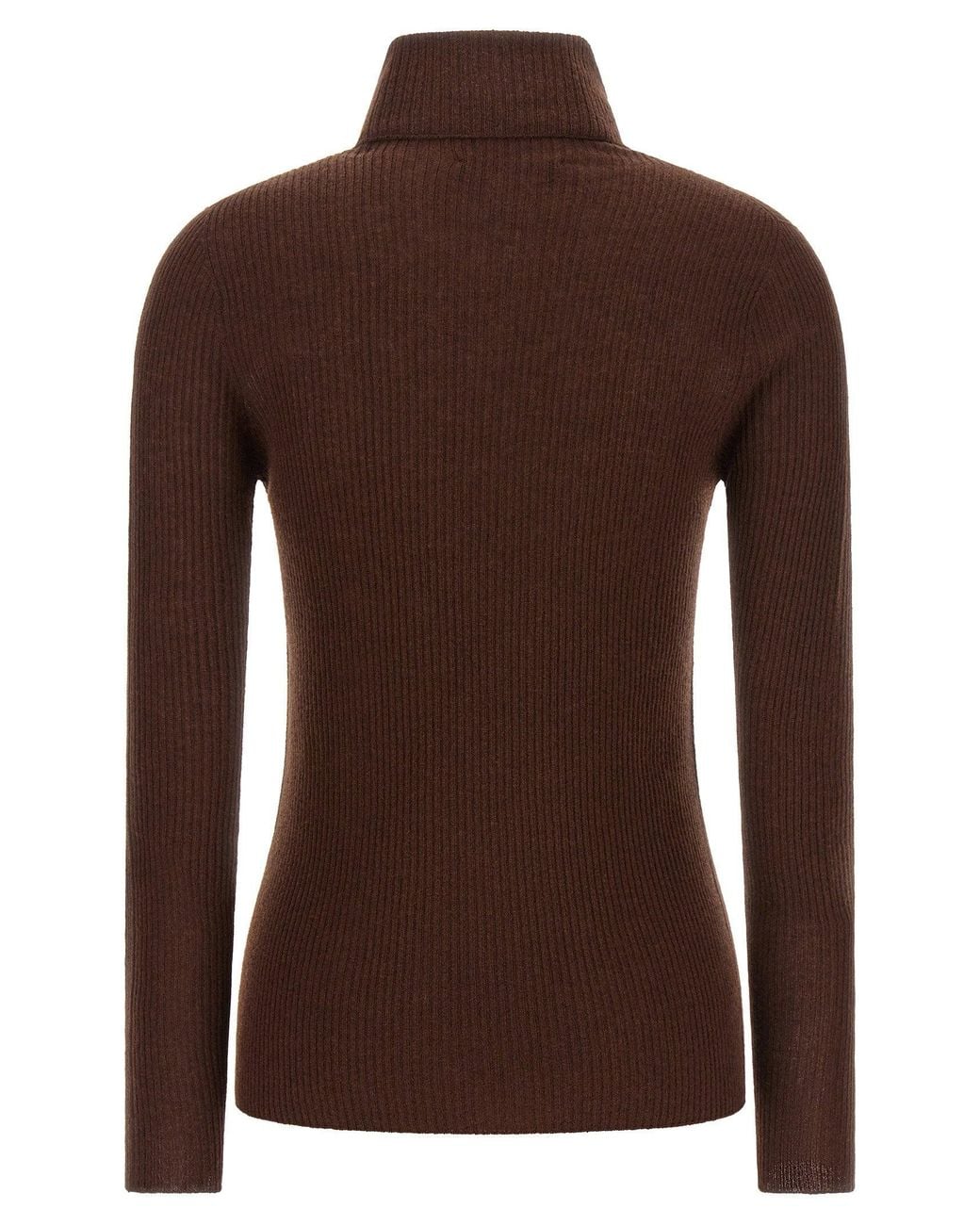 Fabiana Filippi Brown Ribbed Virgin Wool Cashmere Turtleneck Sweater