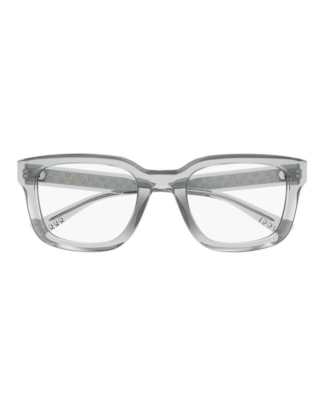 Gucci Gray Eyeglasses Square Full Rim, Transparent Frame And Clear Demo Lens Gg2071Ol005 Sunglasses for men