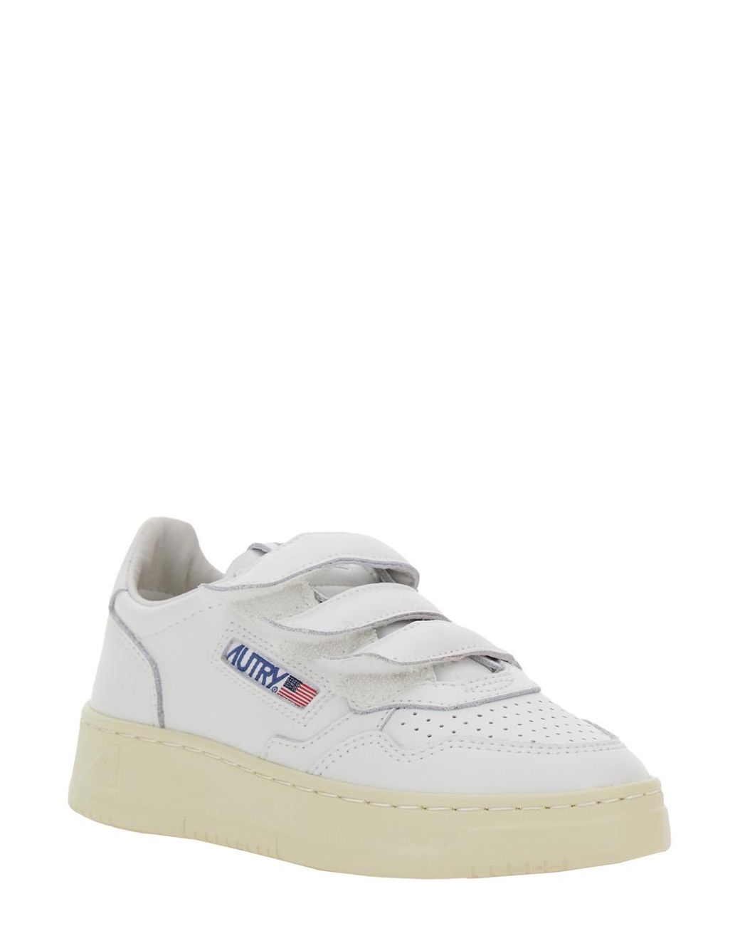 Autry White Kidstripes Low Top Sneakers With Logo Patch Cow Leather Trainers for men