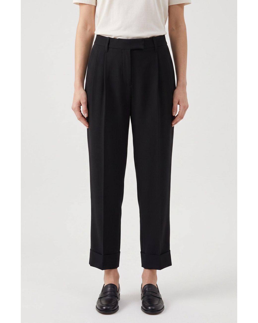 Brunello Cucinelli Black Acetate Silk Blend Tapered Pants Nwt